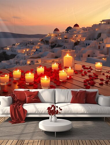 Huwelijks Decoraties Achtergrond Foto Muur Hangend Groot Wandtapijt Kunst Muurschildering Decor Deken Gordijn Thuis Slaapkamer Woonkamer Decoratie Santorini Aanzoek