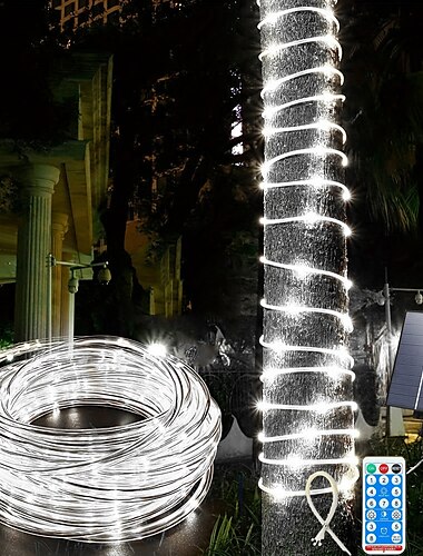  Solar-LED-Lichterkette für den Außenbereich, wasserdicht, mit Fernbedienung, 50 m – 500 LEDs/100 m – 1000 LEDs, 8 Modi, extra lange Lichterkette mit Timer, geeignet für Outdoor, Camping, Garten, Terrasse, Innenhof