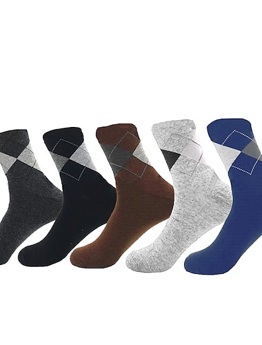  Herren 5 Paare Socken Socken Stricken Laufsport Socken Regenbogen Farbe Patchwork Outdoor Täglich Festtage Mittel Frühling, Herbst, Winter, Sommer Stilvoll Brautkleider schlicht