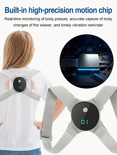  usb intelligent posture corrector ryg holdning træner nøgleben rygsøjlen skulder korrektion smarte tips justerbar længde rygstøtte