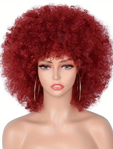  krátké afro výstřední kudrnaté paruky pro ženy syntetické nadýchané a měkké vlasy paruky přirozeně vypadající afro kudrnaté paruky pro každodenní párty cosplay halloween použití