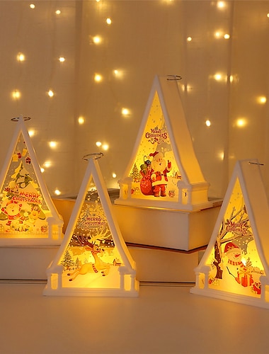  Рождественские декоративные настольные украшения в стиле ретро, светодиодные ветровые фонари, маленькие ночные огни, подвесные украшения, оконные украшения и реквизит 1 шт.