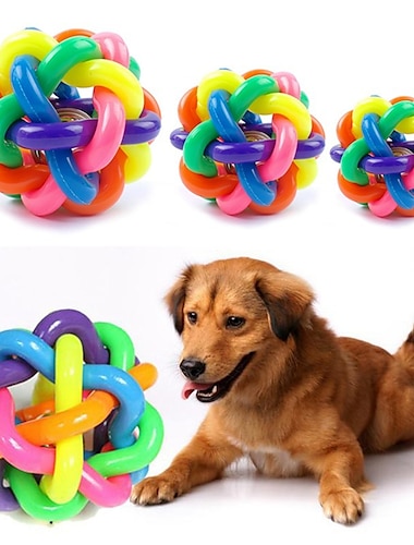  suministros para mascotas juguetes para perros juguetes para perros bolas de colores juguetes con sonido para mascotas bolas de campana de colores del arco iris