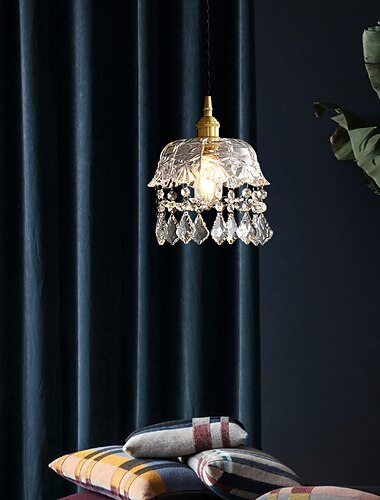  Lámpara colgante de cristal con pantalla de vidrio transparente, acabado en latón cepillado dorado, lámpara colgante moderna con isla de cocina, lámpara ajustable para pasillo, comedor, sala de estar,