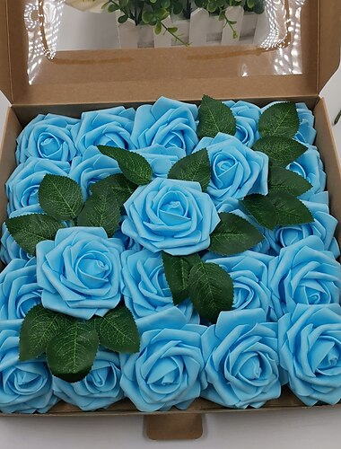  25/50 Stück/Set Geschenkbox 8 cm künstliche Rose mit Blättern 25 50 Boxen Heimblumendekoration Hochzeitsdekoration