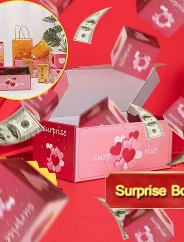  انفجار صندوق هدايا مفاجئ - 2023 صناديق هدايا مفاجئة لعيد الحب حديثًا حشوات للتخزين، انفجار صندوق هدايا للمال وعيد الميلاد، صندوق هدايا انفجار منبثق