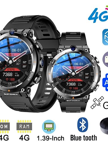  iMosi V10 Montre intelligente 1.39 pouce Montre connectée 4G LTE 4G Réveil Calendrier Compatible avec Smartphone Unisexe GPS Appels Mains Libres Étanche IP 67 Boîtier de montre 47mm