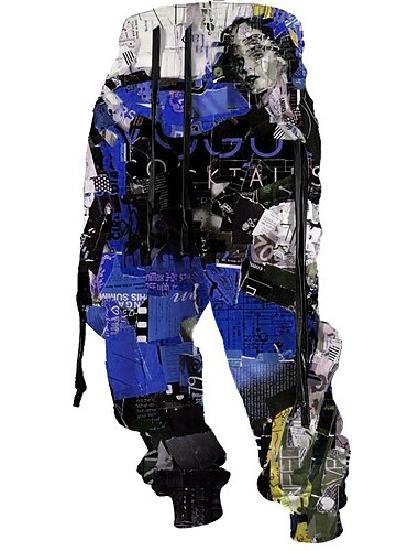  graffiti Abstract Voor heren 3D-afdrukken Joggingbroeken Broeken Buiten Straat Casual / Dagelijks Polyester Rood Blauw Paars S M L Medium Taille Elasticiteit Broek