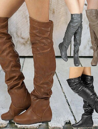  Botas holgadas por encima de la rodilla para mujer: calzado elegante de otoño e invierno para salidas informales y aventuras al aire libre
