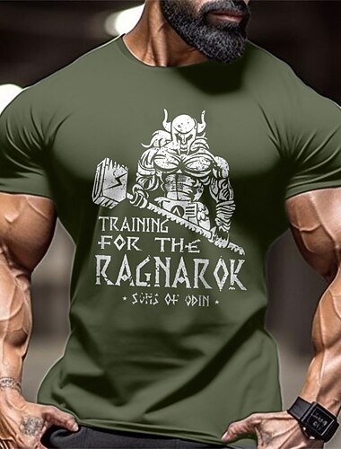  Heren Korte Mouwen Training Voor De Ragnarok Graphic T-Shirt Zonen Van Odin Viking Gym Fitness