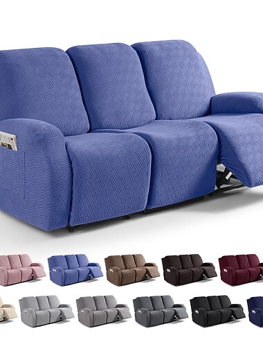  Burgunderrote Bezüge für 3-Sitzer-Liegesessel, Bezug für großen Liegesessel, Schonbezug, Sitzbezug, wendbar, waschbar, Schutz mit elastischen, verstellbaren Riemen, für Kinder und Haustiere