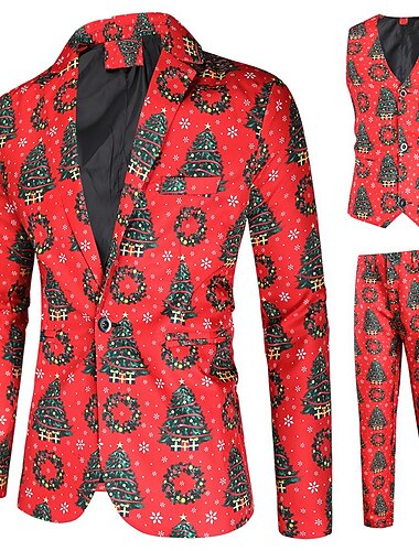  Babbo Natale Completi Vestito da Serata Elegante Abiti di Natale Per uomo Natale vigilia di Natale Completi Natale Per adulto Feste Natale Cappotto Canottiera Pantaloni