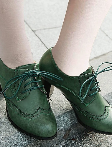  Γυναικεία Τακούνια Γόβες Οξφόρδη Bullock Παπούτσια Μεγάλα Μεγέθη Vintage παπούτσια Πάρτι ΕΞΩΤΕΡΙΚΟΥ ΧΩΡΟΥ Καθημερινά Συνδυασμός Χρωμάτων Καλοκαίρι Κοντόχοντρο Τακούνι Στρογγυλή Μύτη