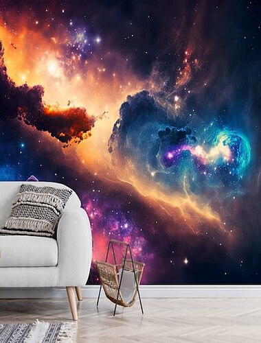  3D-Wandbild Tapete Sonnensystem Galaxie Planet Wandaufkleber zum Aufdruck, abziehen und aufkleben, entfernbares PVC / Vinylmaterial, selbstklebend / selbstklebend erforderlich, Wanddekoration,