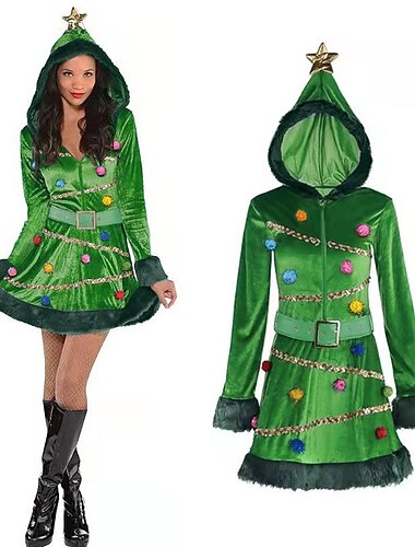  Alberi di Natale Mrs.Claus Abito di Natale Abito da vacanza Albero di Natale Per donna Natale Halloween Carnevale Mascherata Festa in costume Costume cosplay Natale Adulto Feste Natale Da mare Abito