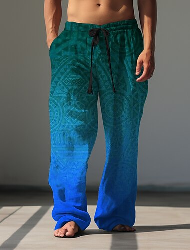  gradient bandana tryck vintage herr 3d print byxor byxor utomhus gata gå ut polyester blå lila orange s m l midja elasticitet byxor