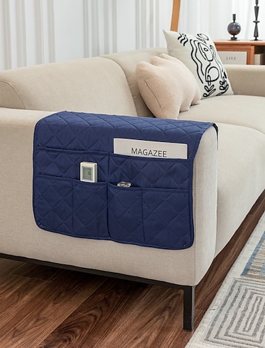  1 funda para reposabrazos de sillas y sofás, funda para reposabrazos de sofá con bolsillo lateral, protector antideslizante para muebles, fundas lavables para reposabrazos