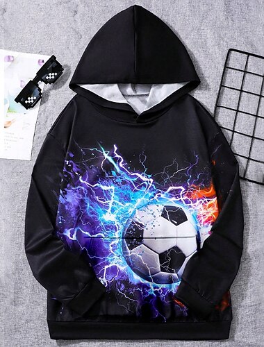  Αγορίστικα 3D Ποδόσφαιρο Φούτερ με Κουκούλα Pullover Μακρυμάνικο 3D εκτύπωση Φθινόπωρο Χειμώνας Μοντέρνα Κομψό στυλ street Απίθανο Παιδιά 3-12 χρόνια ΕΞΩΤΕΡΙΚΟΥ ΧΩΡΟΥ Causal Καθημερινά Κανονικό