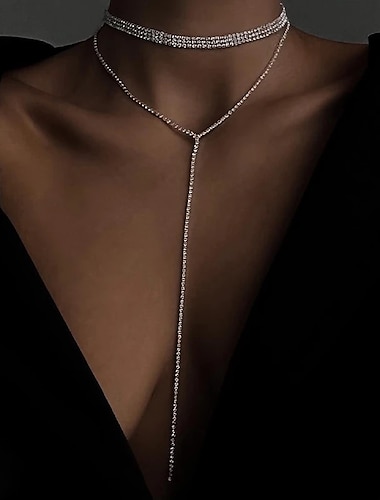  Fine Jewelry Clear Rhinestones Women's Fashion Modern Geometrical Wedding Geometric Necklace For Wedding Engagement