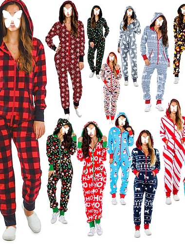  Papá Noel Pijamas de navidad Pijamas de una pieza Mujer Navidad Nochebuena Navidad Adultos Fiesta Ropa de casa Pijama Mono