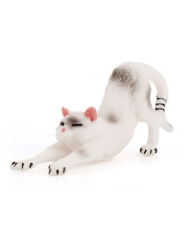  PVC Solid Simulation Pet Cat Model Black And White Cat Stretched Lazily Cat Playing With Cat Tabletop Decoration Small Ornaments