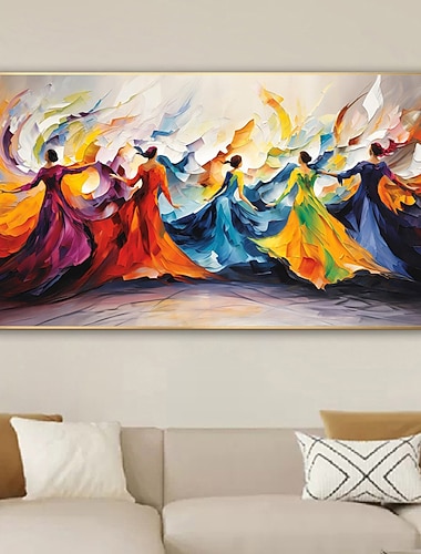 iso tanssivan tytön maalaus kankaalle käsinmaalattu seinäkoristelu värikäs naisten seinätaide extrasuuri kangas moderni kodinsisustus tanssija kangastaide kodin huoneen sisustus ilman kehystä