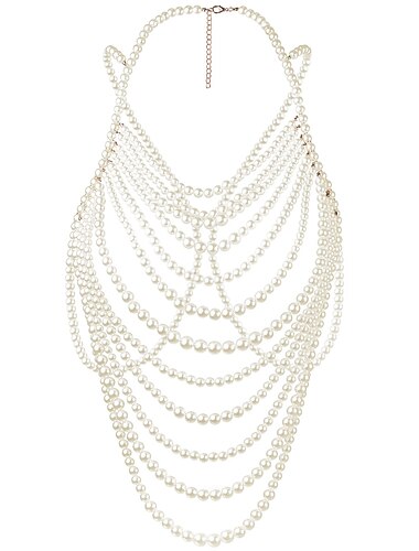  Gargantillas Cadena para el cuerpo con cuentas de perlas Retro Antiguo Elegante 1920s El plastico Para Cosplay Carnaval Mujer Joyería de disfraz Joyería de moda