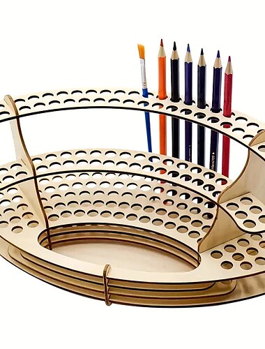  1 Stück Holz-Pinselhalter für 105 Pinsel, Desktop-Pinselständer, Pinsel-Organizer für Künstlerständer, Pinsel-Organizer, Haltegestell für Stifte, Pinsel, Buntstifte, Marker
