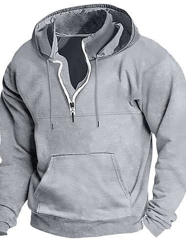  Homens Moletom Quarter Zipper Hoodie Moletom Tático Tático Preto Vinho Azul Marinha Verde Escuro Camelo Com Capuz Tecido Desportos e Ar livre Diário Feriado Roupa de rua Legal Casual Primavera