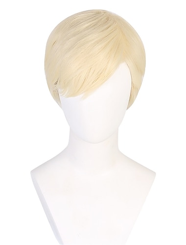  Pelucas de cosplay Rubio Recto Pelo sintético Corta pelucas Hombre pelucas Para la fiesta