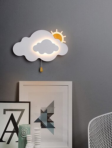  LED-Wandleuchte für Innenräume, 7 W, Wolken-Wandleuchte, Kinderzimmer mit Zugschalter, dimmbare Nachttischlampe für Kinder, für Mädchen, Jungen, Schlafzimmer, Dekoration, Acryl-Nachtlicht,