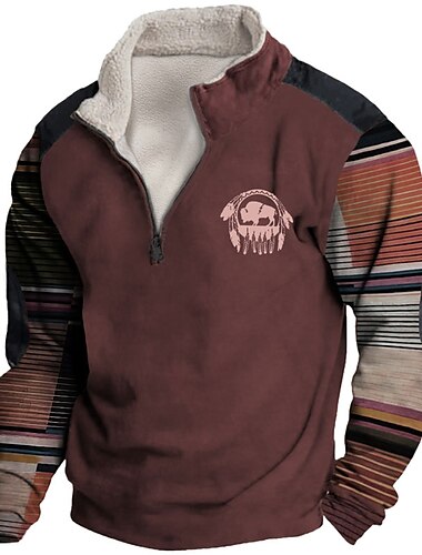  Herren Graphic Farbblock Stammes Sweatshirts Sweatshirt Pullover Reißverschluss-Sweatshirt Langarm Sweatshirt Viertel Postleitzahl Täglich Basic Brautkleider schlicht 3D-Druck Urlaub Festtage Ausgehen
