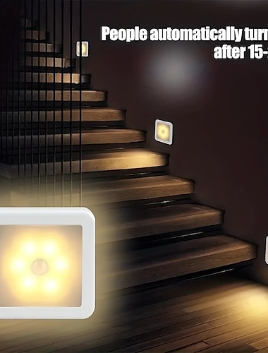  Luz noturna led com sensor de movimento, pir inteligente para banheiro, cabeceira, corredor, banheiro, escada, armário, iluminação