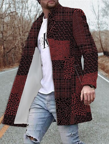 Per uomo Floreale Color Block Stampe astratte Cappotto invernale Cappotto Tenere al caldo Traspirante Comodo Di tendenza Streetwear Lavoro Ufficio Indossalo per lavorare Per uscire Tasche Stampa