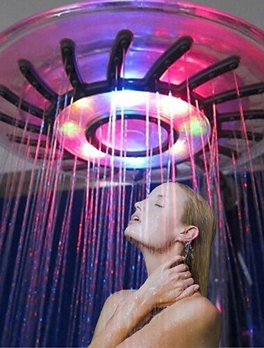  Regenbogen-LED-Kopfduschkopf mit 2 Modi, runder 8-Zoll-Regenduschkopf mit Leuchtlicht, automatisch wechselnder Duschkopf mit 7 Farben, Duschbadzubehör