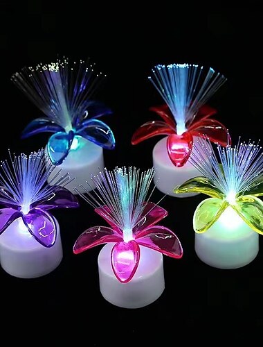  Luz led colorida de fibra óptica, vela rosa de fibra óptica, luz nocturna de flores, cielo estrellado, luz de flash que cambia de color, juguete pequeño