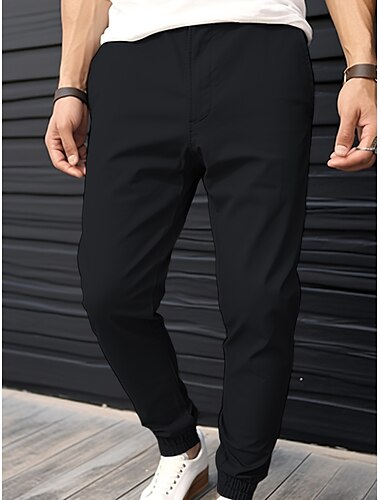 Herren Jogginghose Jogger Hose Hosen Chinesisch Chino Freizeithose Tasche Elastische Taille Glatt Komfort Atmungsaktiv Outdoor Täglich Ausgehen Modisch Brautkleider schlicht Schwarz Armeegrün