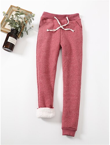  Damen Fleecehosen Jogginghose Trainingshose Hosen Hose Aktiv Strassenmode Brautkleider schlicht In voller Länge Hoher Taillenbund Glatt Tasche Kordelzug Elastische Taille warm Atmungsaktivität Weich