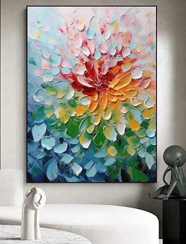  tavolozza dipinta a mano kinfe pittura a olio floreale arte della parete fatta a mano grandi fiori pittura arte della parete originale albero astratto dipinto su tela astratta moderna pittura colorata