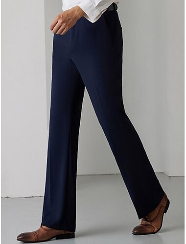  Herren Anzughosen Ausgestellte Hosen Hose Hosen Anzughose Tasche Glatt Komfort Atmungsaktiv Outdoor Täglich Ausgehen Modisch Brautkleider schlicht Schwarz Weiß