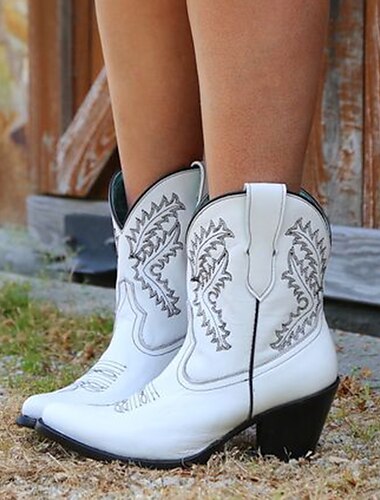  Rote Western-Cowboystiefel für Damen mit Stickerei für den Vintage-Stil und den Alltag