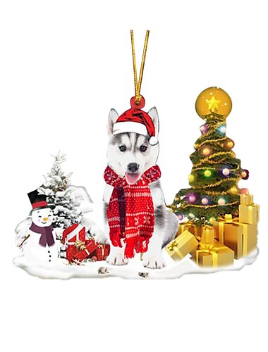  Kreativer neuer Auto-Anhänger, Weihnachtshund, Schneemann, Ornament, Weihnachtsbaum-Anhänger, Acryl-Rucksack-Anhänger, Weihnachtsgeschenk