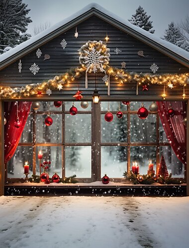  juledørdekorasjoner utendørs garasjedørdeksel vindu butikk utsikt juledørbannerfest stort dørmaleri bakteppedekorasjon for feriehjem veggdekorasjoner