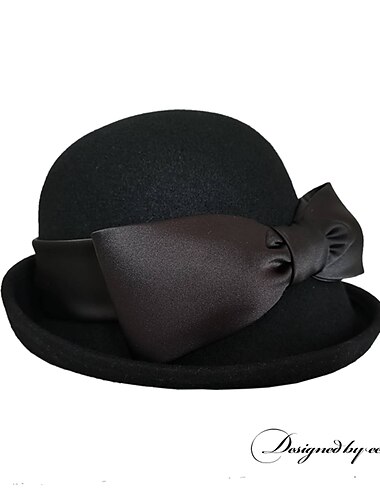  Hüte Polyester 100% Wolle Bowler / Cloche Hut Fedora-Hut Hochzeit Abendgesellschaft Elegant Hochzeit Mit Schleife Kappe Kopfschmuck Kopfbedeckung