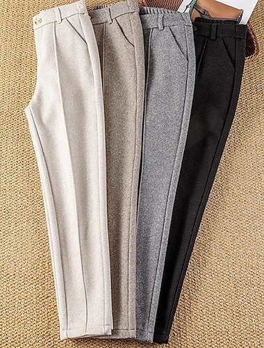  dames harembroek visgraat broek fleece flanellen broek volledige lengte mode streetwear dagelijks grijs 4xl herfst winter