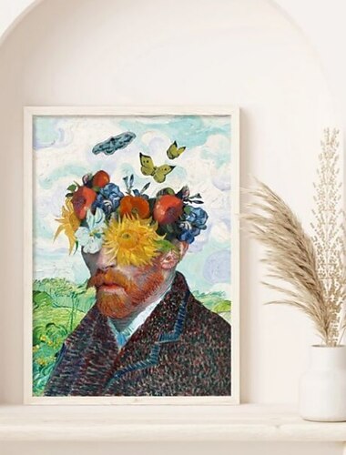  Pintura al óleo de Van Gogh, arte de pared, pintura al óleo famosa hecha a mano, decoración de pared azul, decoración del hogar con marco