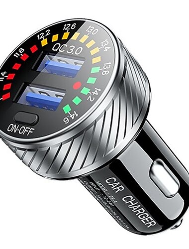  QC 3.0 Dual-USB-Autoladegerät mit Voltmeter-Anzeige, Netzteil, Zigarettenanzünder-Buchse für Mobiltelefone