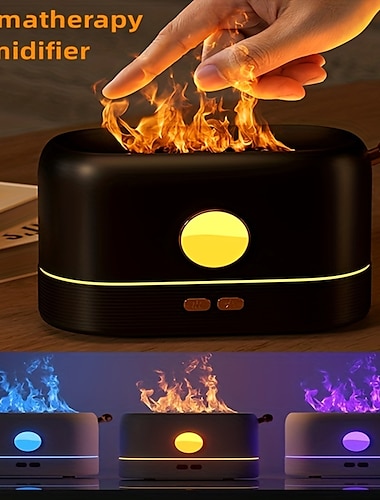  3d flamma luftfuktare bärbar tyst aromaterapi eterisk olja diffusor med flamma nattljus för hemmakontor barn sovrum 250ml cool dimma befukta