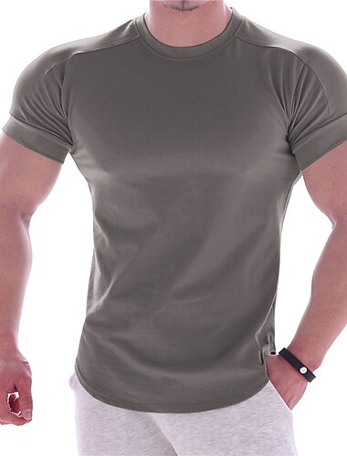  Herren T Shirt Fitnessstudio-Shirt Trainingsshirt Trainingshemden Rundhalsausschnitt Kurzarm Ausbildung Sport & Natur Fitness Casual Fitnessstudio Schnell Trocknend Schweißableitend Weich Glatt
