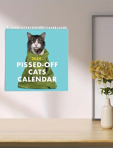  2024 söt kattkalender söt och rolig kattkalender kan hängas månadsformat dekorerad med roliga väggmålningar en present till kattälskare